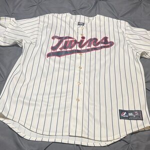 Majestic White Pinstripe Baseball Jersey